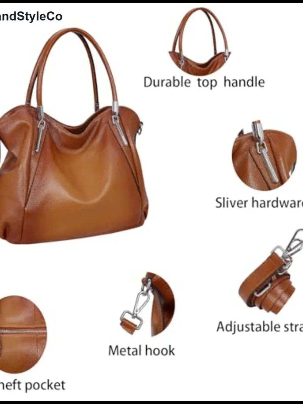 Genuine Leather Shoulder Bag Tote Handbag Satchel Hobo Purse Women